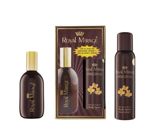 ROYAL MIRAGE Gift Set 120 ML EDC Perfume + 150 ML Body Spray - Original Brown