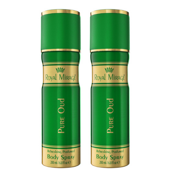 ROYAL MIRAGE Refreshing Perfumed Body Spray Pack of 2 (200ml Each) - Pure Oud