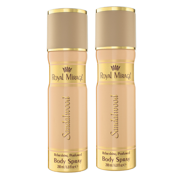 ROYAL MIRAGE Refreshing Perfumed Body Spray Pack of 2 (200ml Each) - Sandalwood