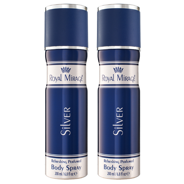 ROYAL MIRAGE Refreshing Perfumed Body Spray Pack of 2 (200ml Each) - Silver
